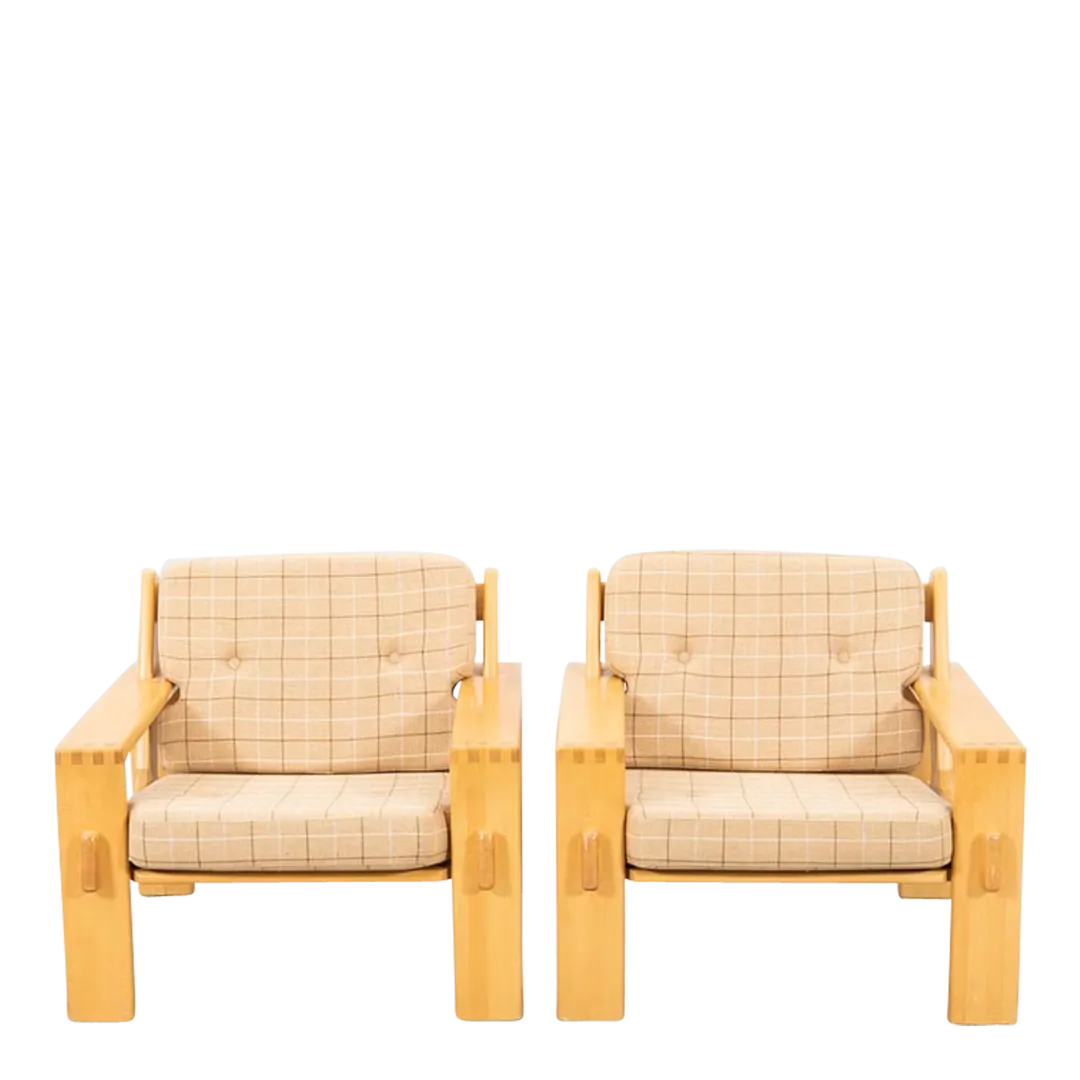 Esko Pajamies : pair 1970s "Bonanza" lounge chairs, Finland