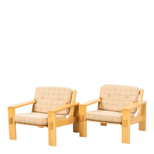 Esko Pajamies : pair 1970s "Bonanza" lounge chairs, Finland