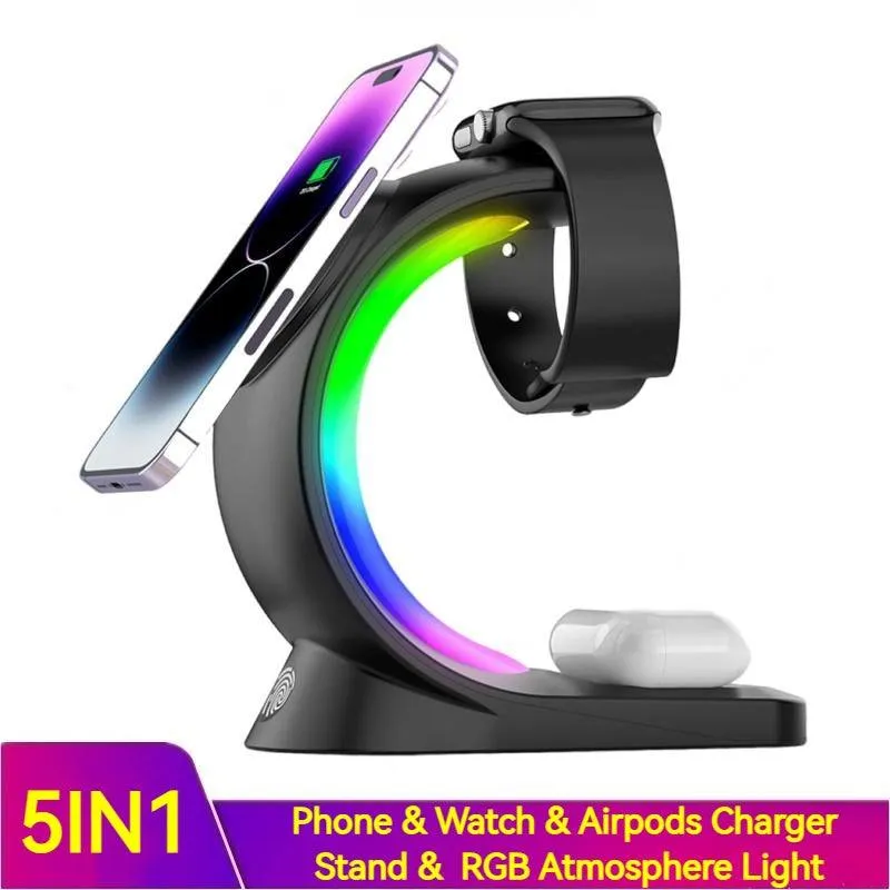 Ev Charging Stations  Fast Charging For Smart Phone Atmosphere Light Charging Station For Airpods Pro I-phone Watch