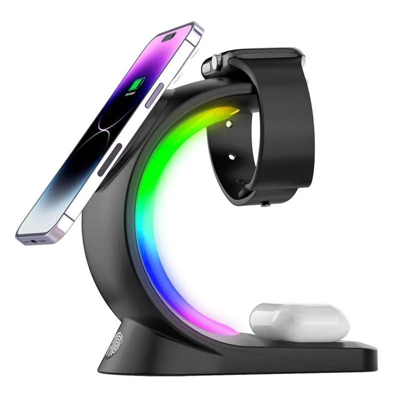 Ev Charging Stations  Fast Charging For Smart Phone Atmosphere Light Charging Station For Airpods Pro I-phone Watch