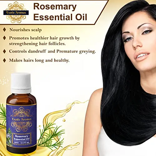 Exotic Aromas Rosemary Oil for Hair Growth,Essential Oil for Skin, Aromatherapy 100% Pure & Natural (15 Ml 15 Ml) Pack of 2