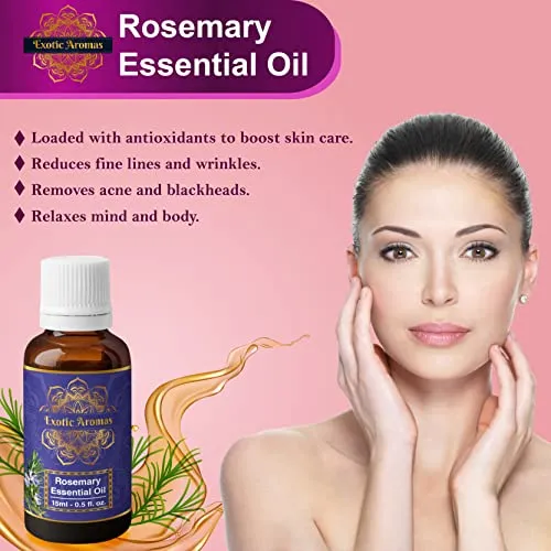 Exotic Aromas Rosemary Oil for Hair Growth,Essential Oil for Skin, Aromatherapy 100% Pure & Natural (15 Ml 15 Ml) Pack of 2