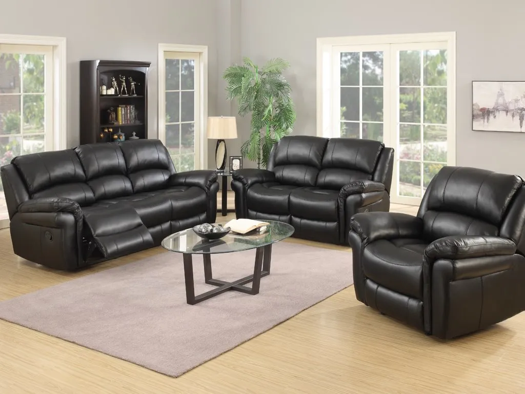 Farnham Black Leather Air Reclining Sofa Range by Annaghmore