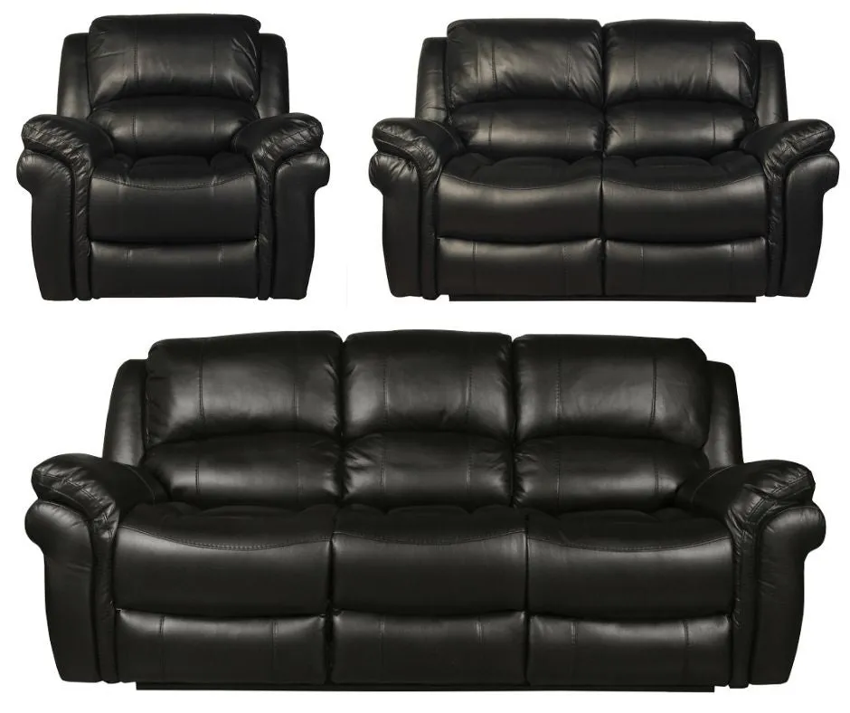 Farnham Black Leather Air Reclining Sofa Range by Annaghmore