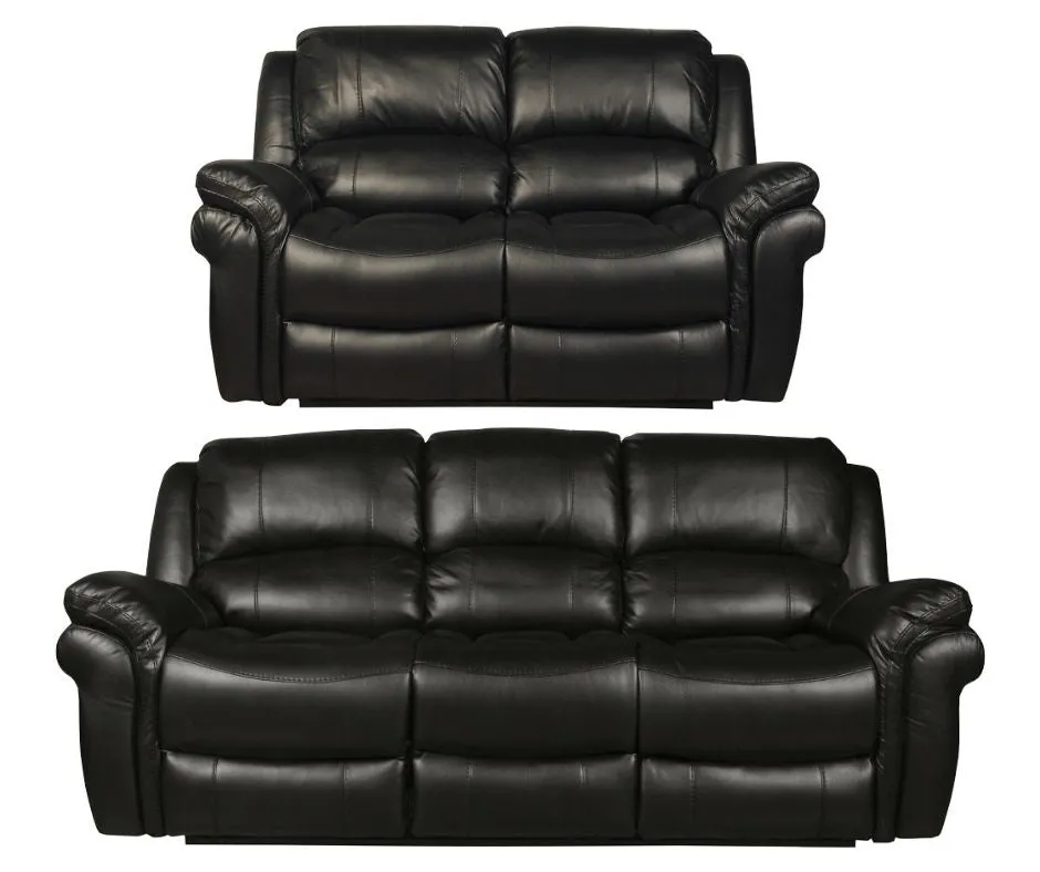 Farnham Black Leather Air Reclining Sofa Range by Annaghmore