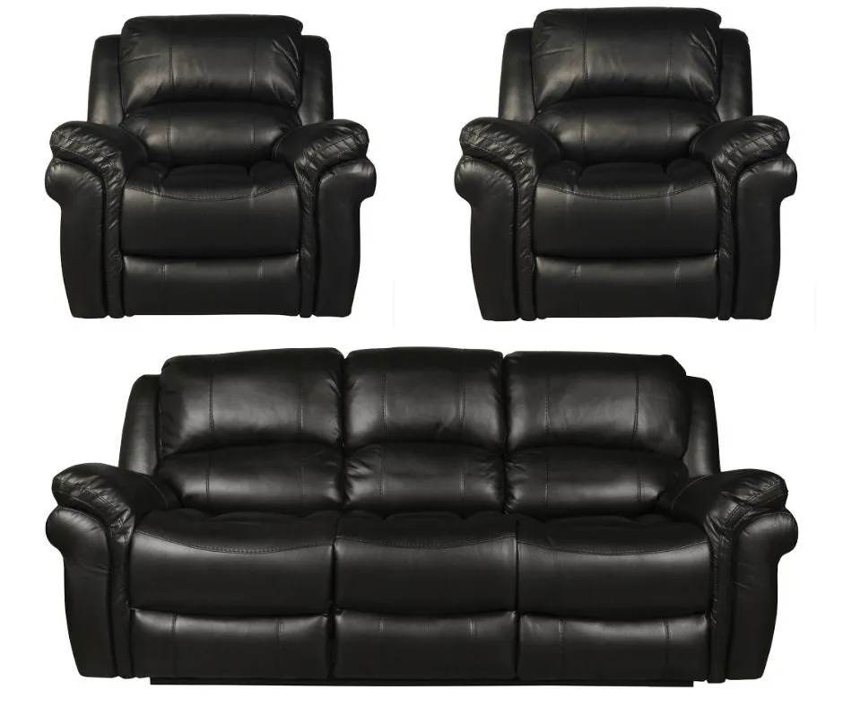 Farnham Black Leather Air Reclining Sofa Range by Annaghmore