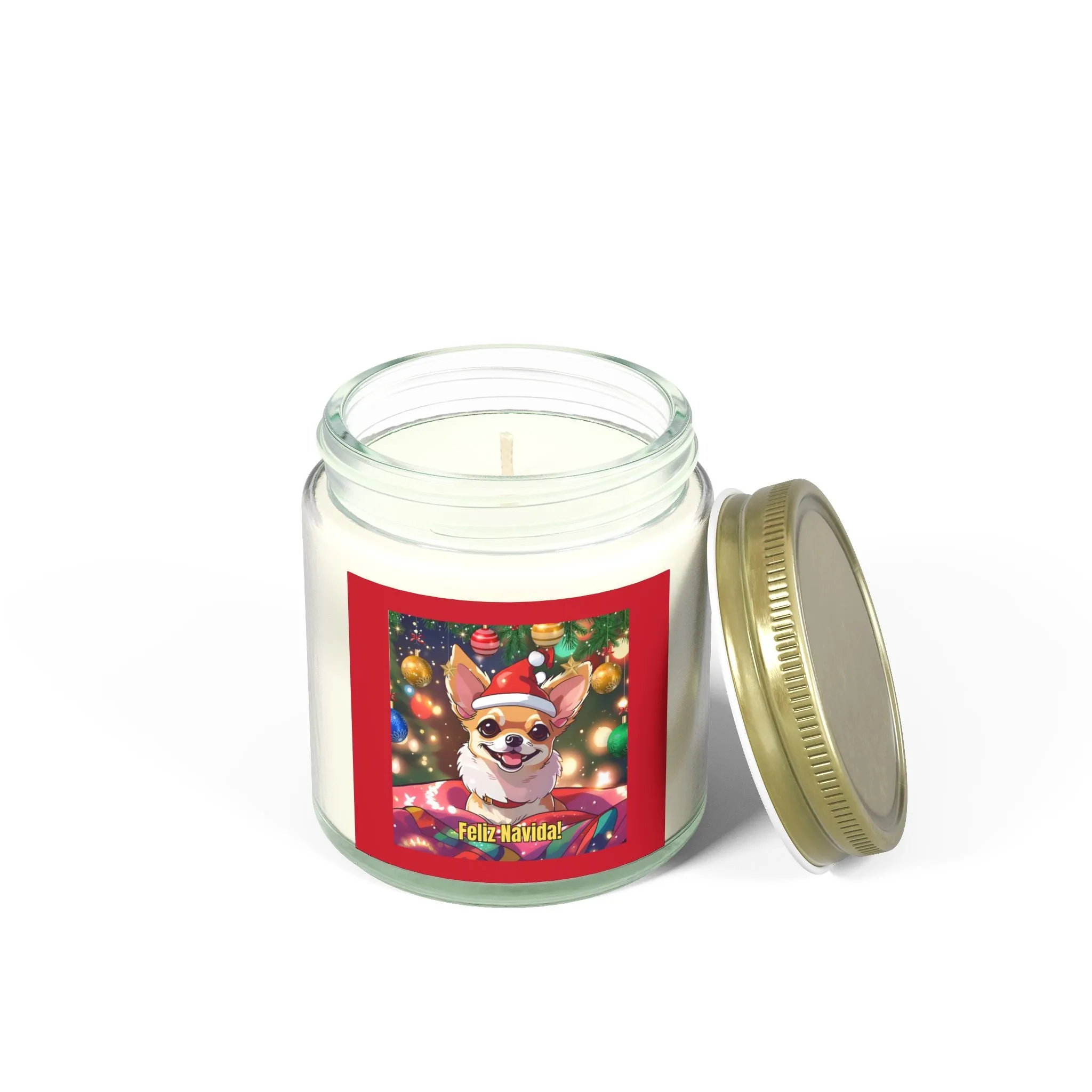 Festive Corgi Scented Candle - Feliz Navidad (4oz & 9oz)