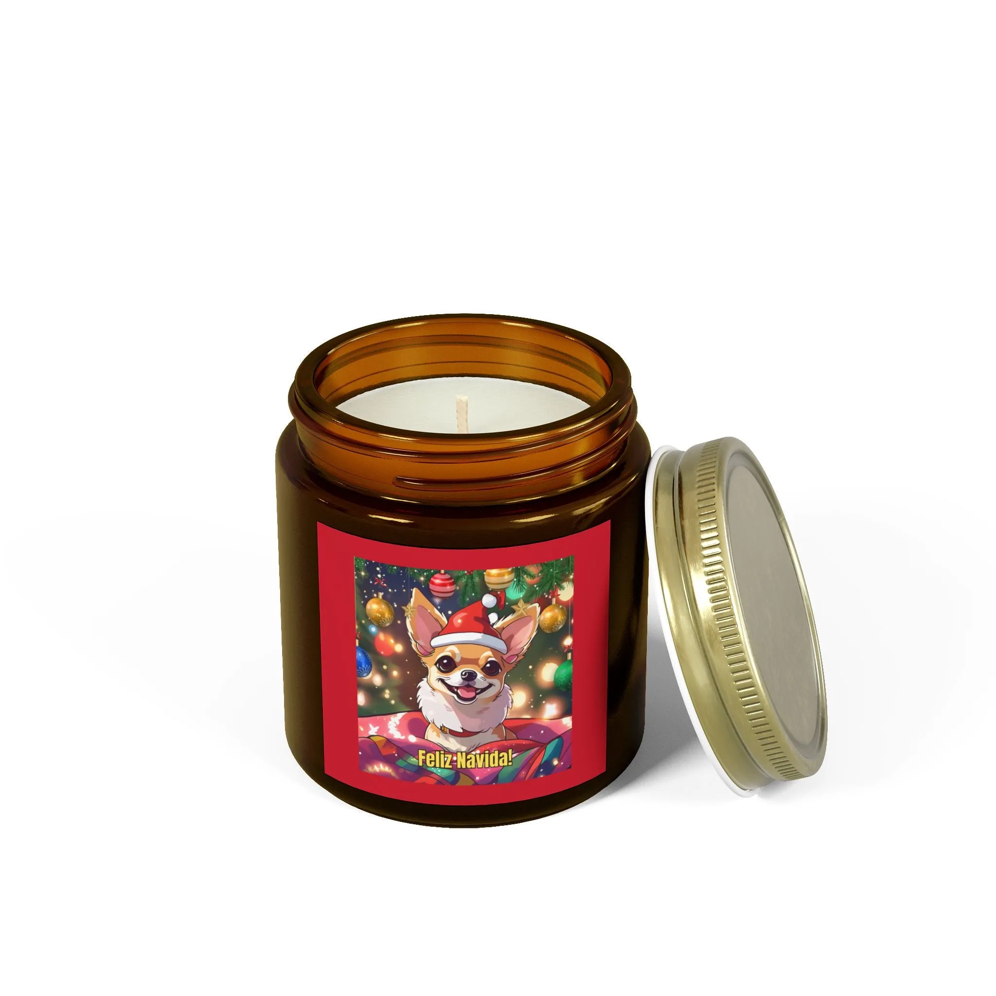 Festive Corgi Scented Candle - Feliz Navidad (4oz & 9oz)