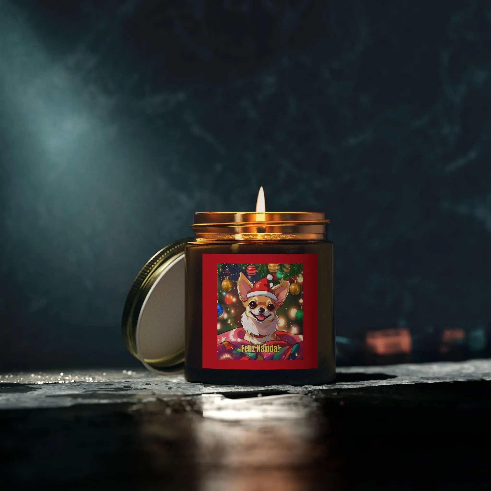 Festive Corgi Scented Candle - Feliz Navidad (4oz & 9oz)