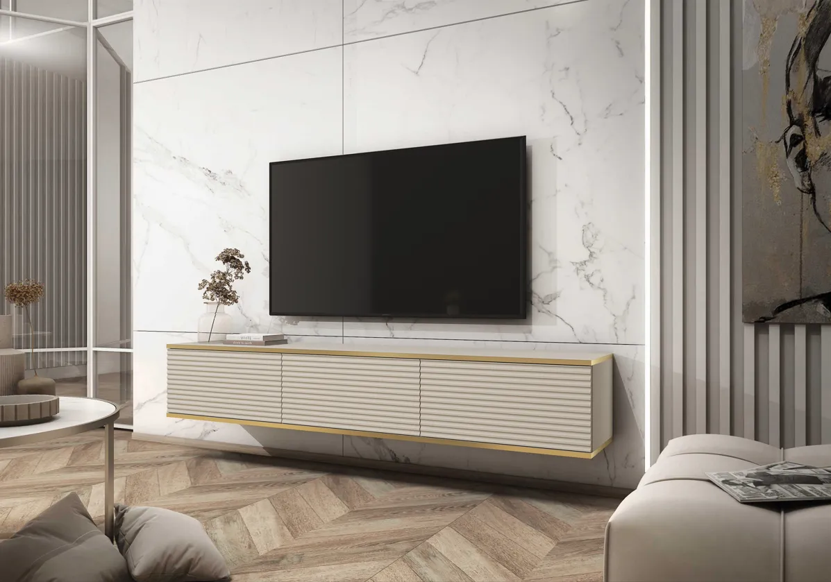 Floating TV Stand ORO 175 SLATS beige