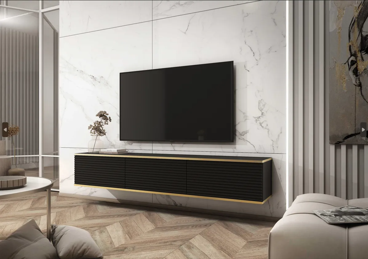 Floating TV Stand ORO 175 SLATS black