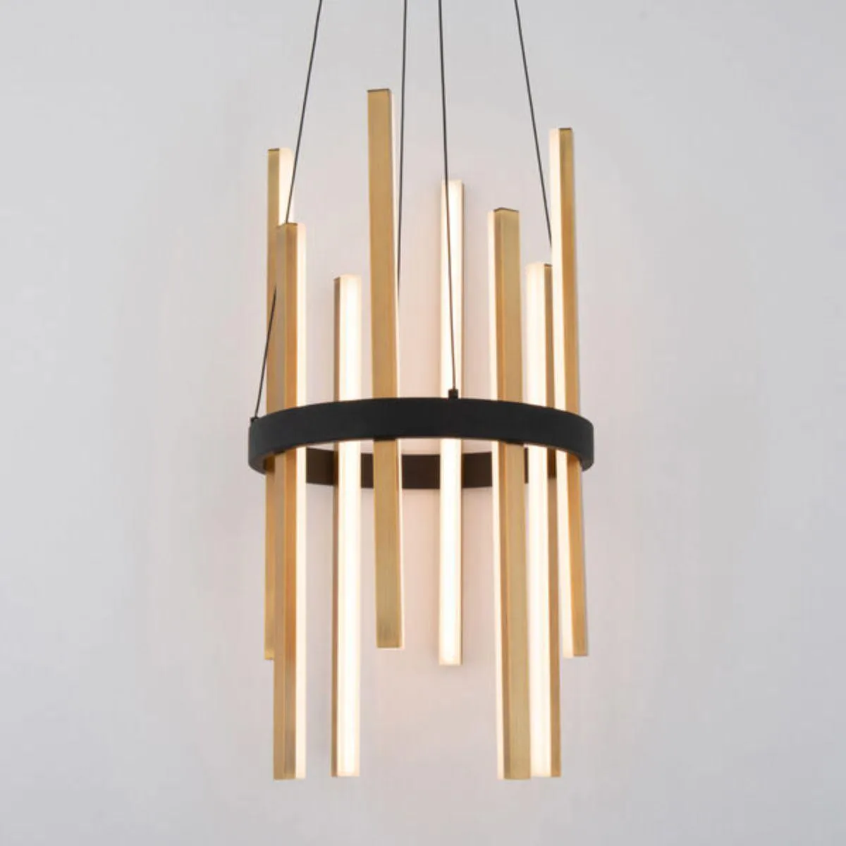 Harmonix 14 in. LED Pendant Light Black & Brass Finish