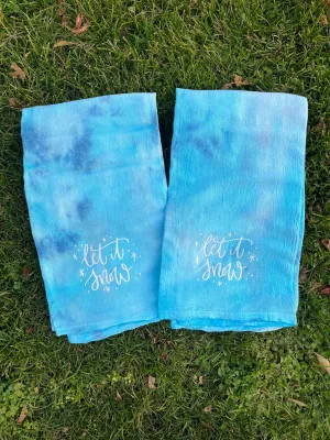 Holiday Tie-Dye Kitchen Towels - Let It Snow