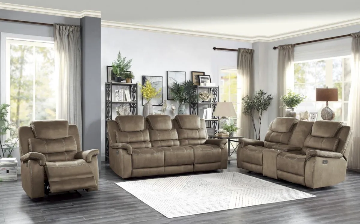 Homelegance Furniture Shola Power Double Reclining Loveseat in Chocolate