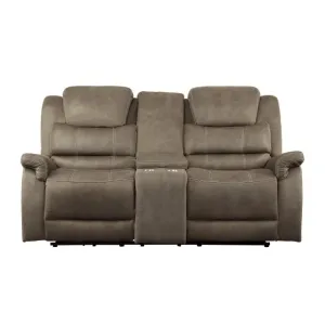 Homelegance Furniture Shola Power Double Reclining Loveseat in Chocolate