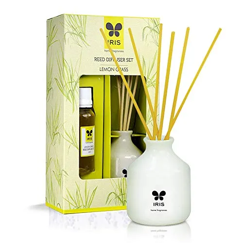 IRIS Reed Diffuser with Ceramic Pot - Lemon Grass - Home Fragrances - Risk-Free - Easy to use - 60 ml