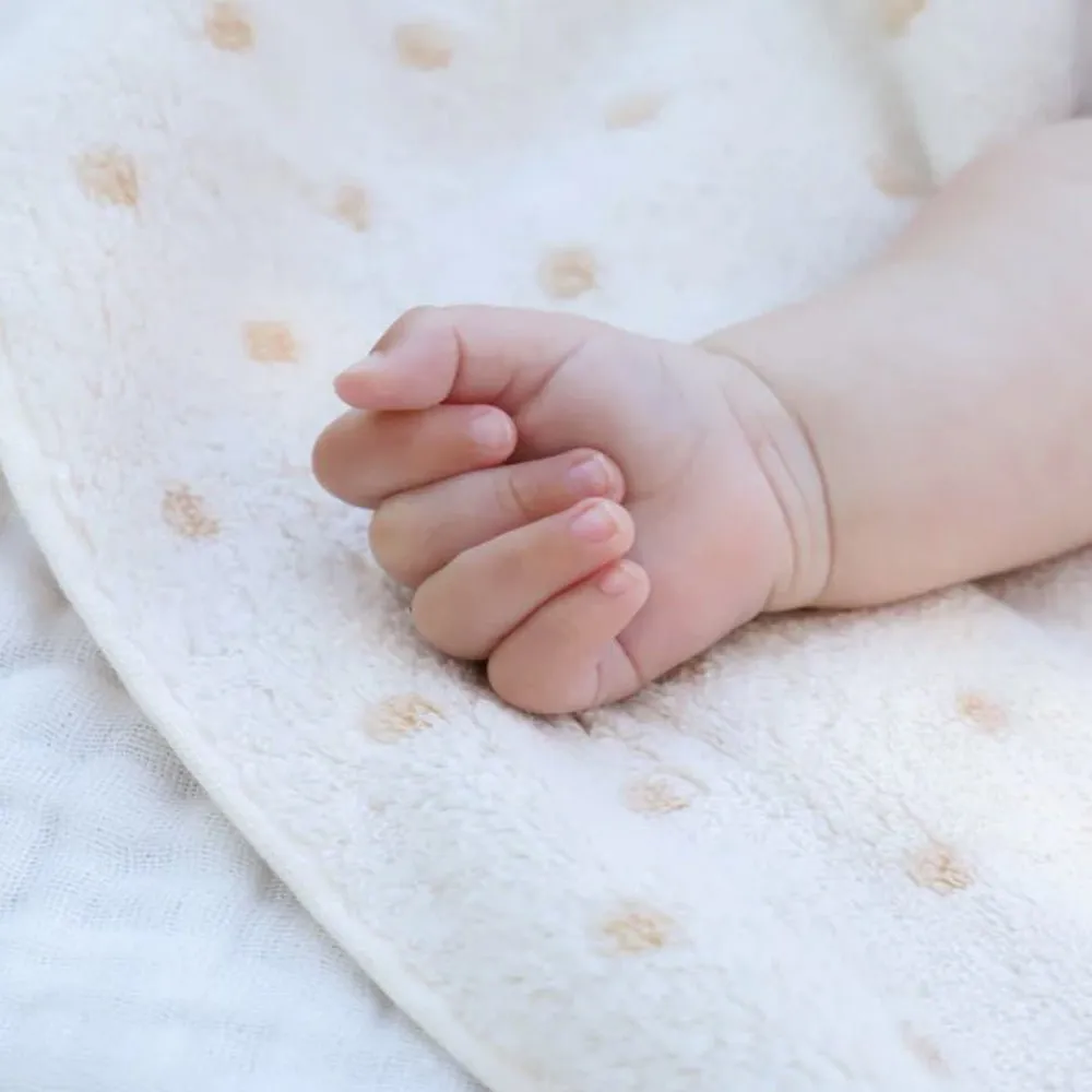 Jacquard Baby Bath Towel Brown Dots One Size