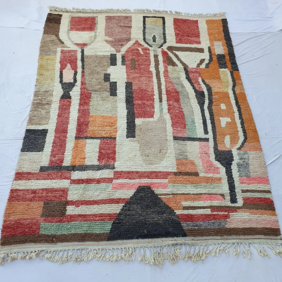 Kanma | Vintage Large Moroccan Rug 9x13 | Authentic Handmade Boujad Living room Rug | 9'65x13'15 Ft | 294x401 cm