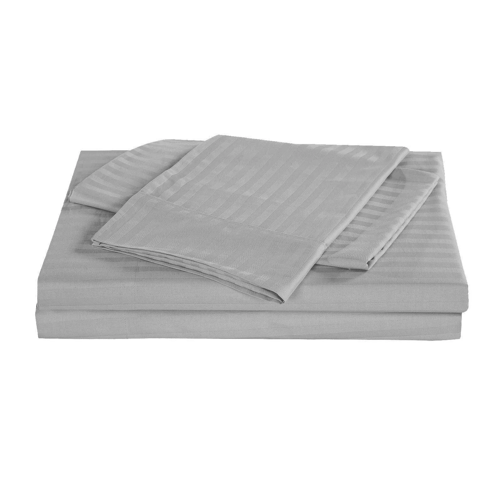 Kensington 1200 Thread Count 100% Egyptian Cotton Sheet Set Stripe Hotel Grade - Double - Silver