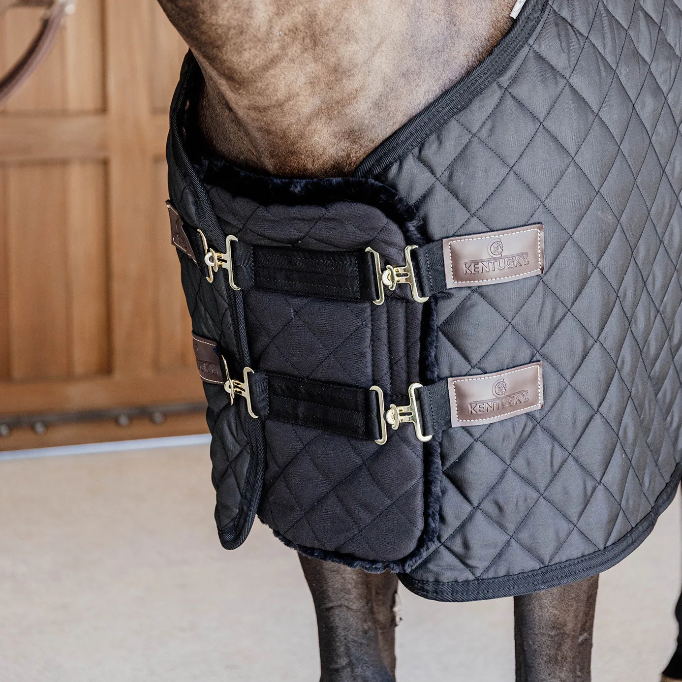 Kentucky Horsewear Quilted Sheepskin Chest Expander - Black