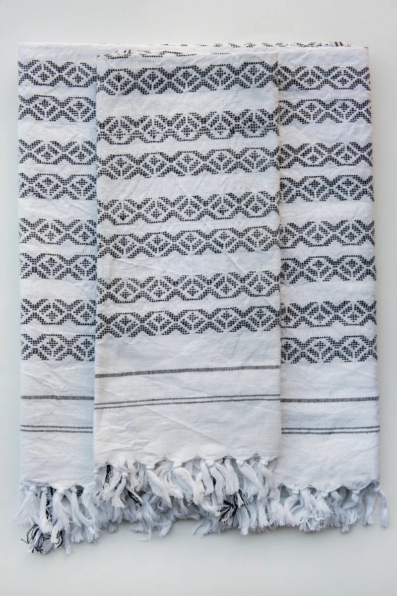 khadi & co white/charcoal danish towels