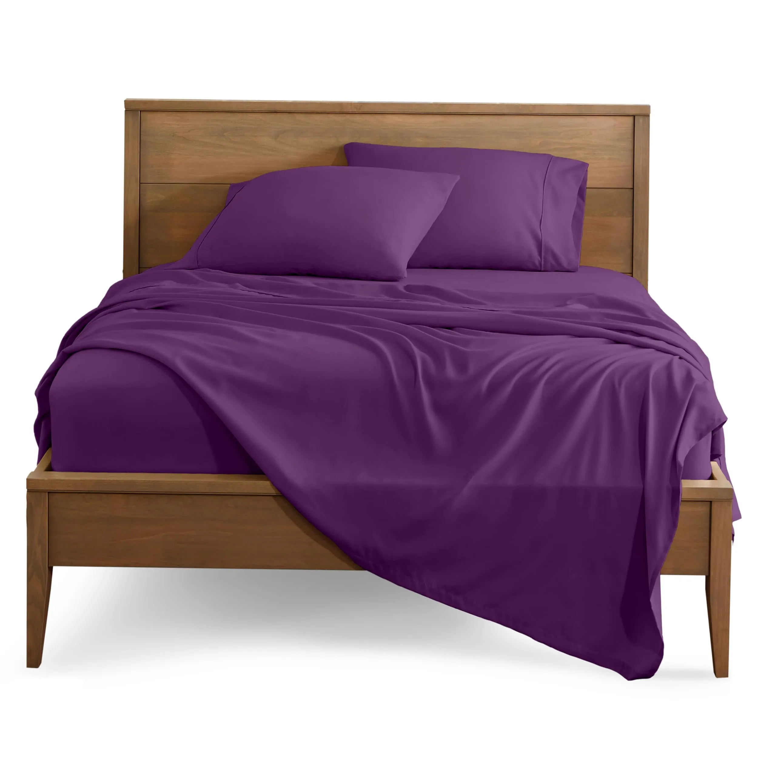 King, Plum : Premium 1800 Ultra-Soft Microfiber Collection King Sheet Set, Hypoallergenic, Easy Care, Wrinkle Resistant, Deep Pocket (King, Plum)