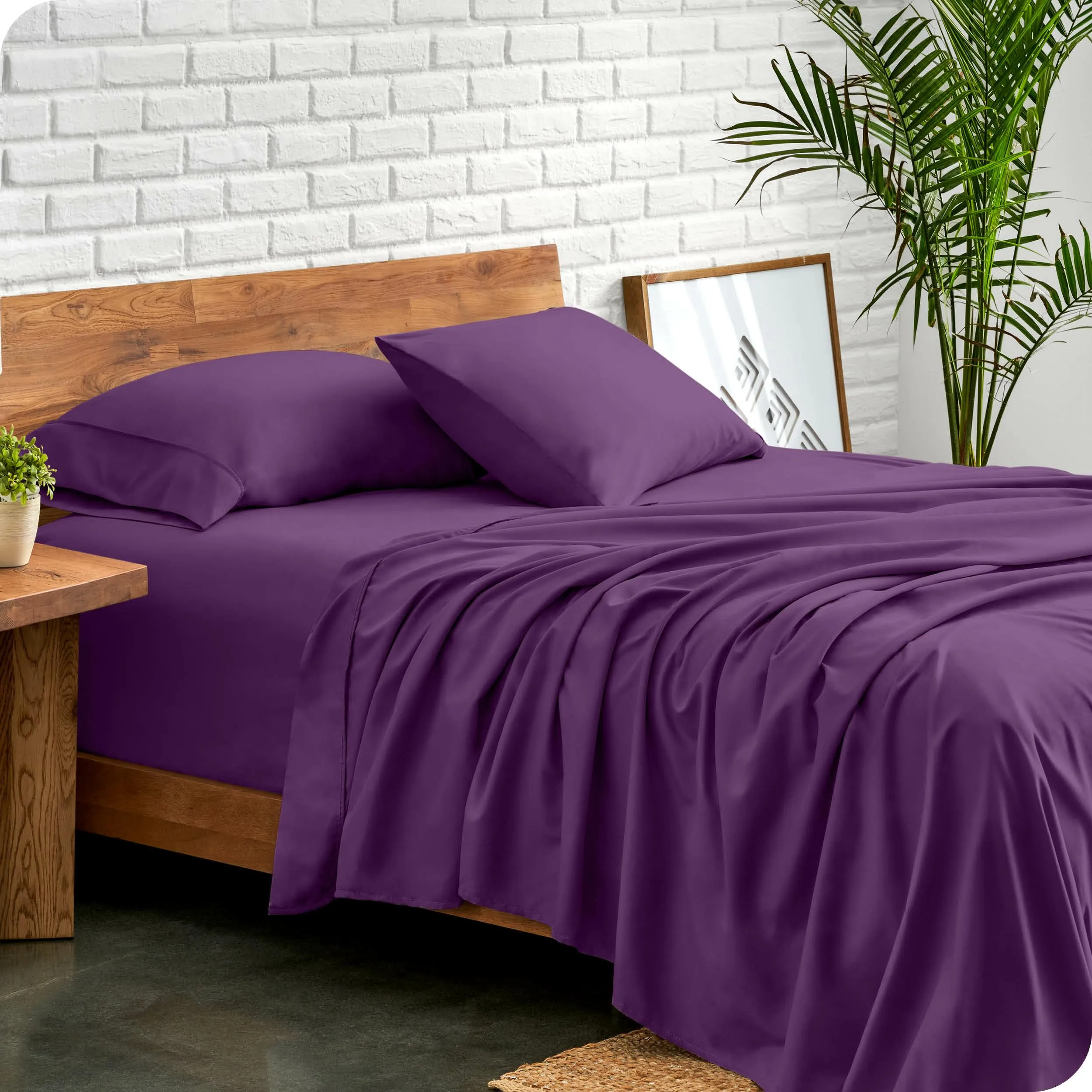 King, Plum : Premium 1800 Ultra-Soft Microfiber Collection King Sheet Set, Hypoallergenic, Easy Care, Wrinkle Resistant, Deep Pocket (King, Plum)