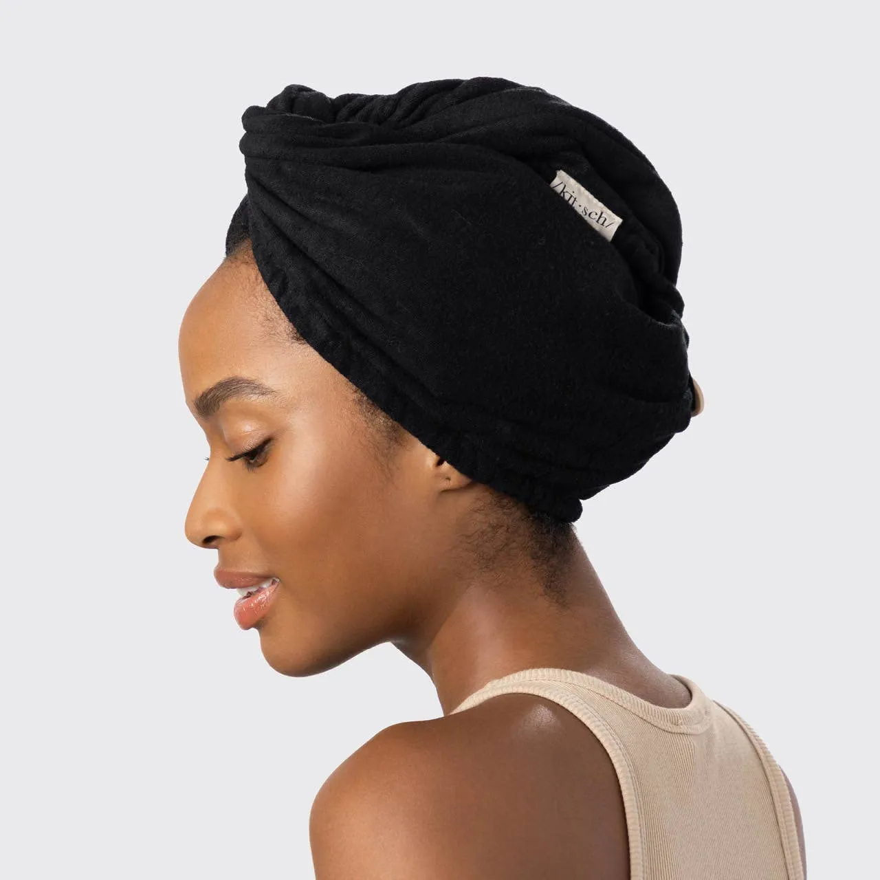 Kitsch Quick Dry Hair Towel Turban- Eco Black