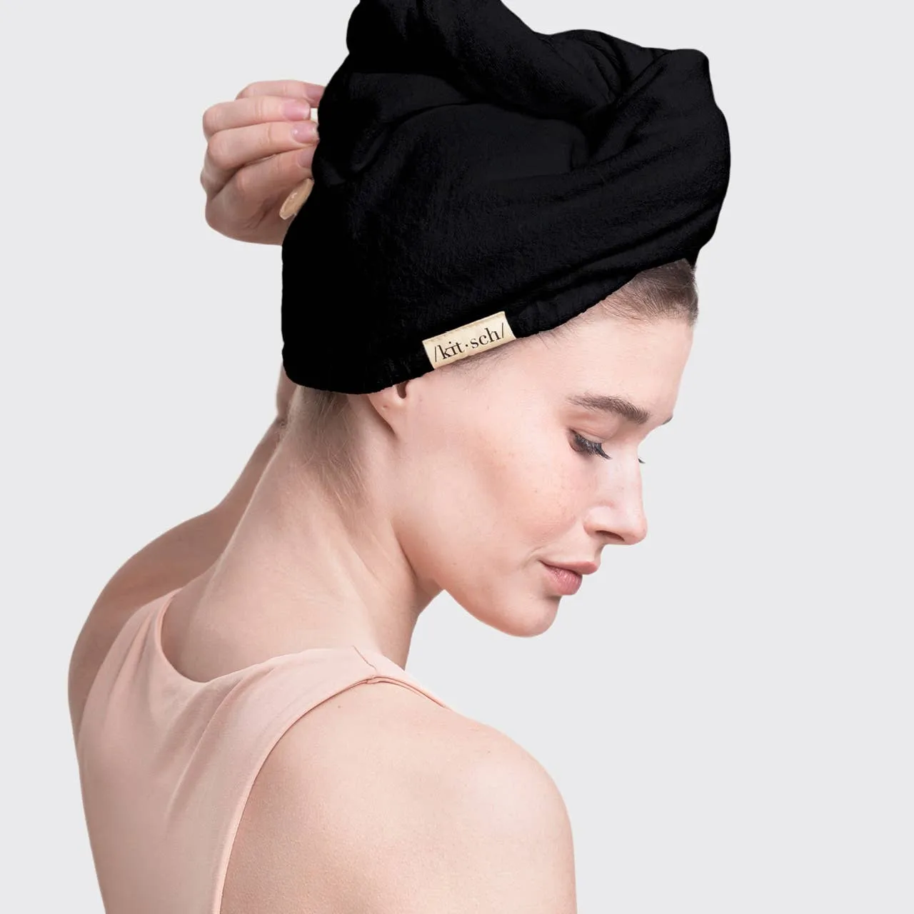 Kitsch Quick Dry Hair Towel Turban- Eco Black