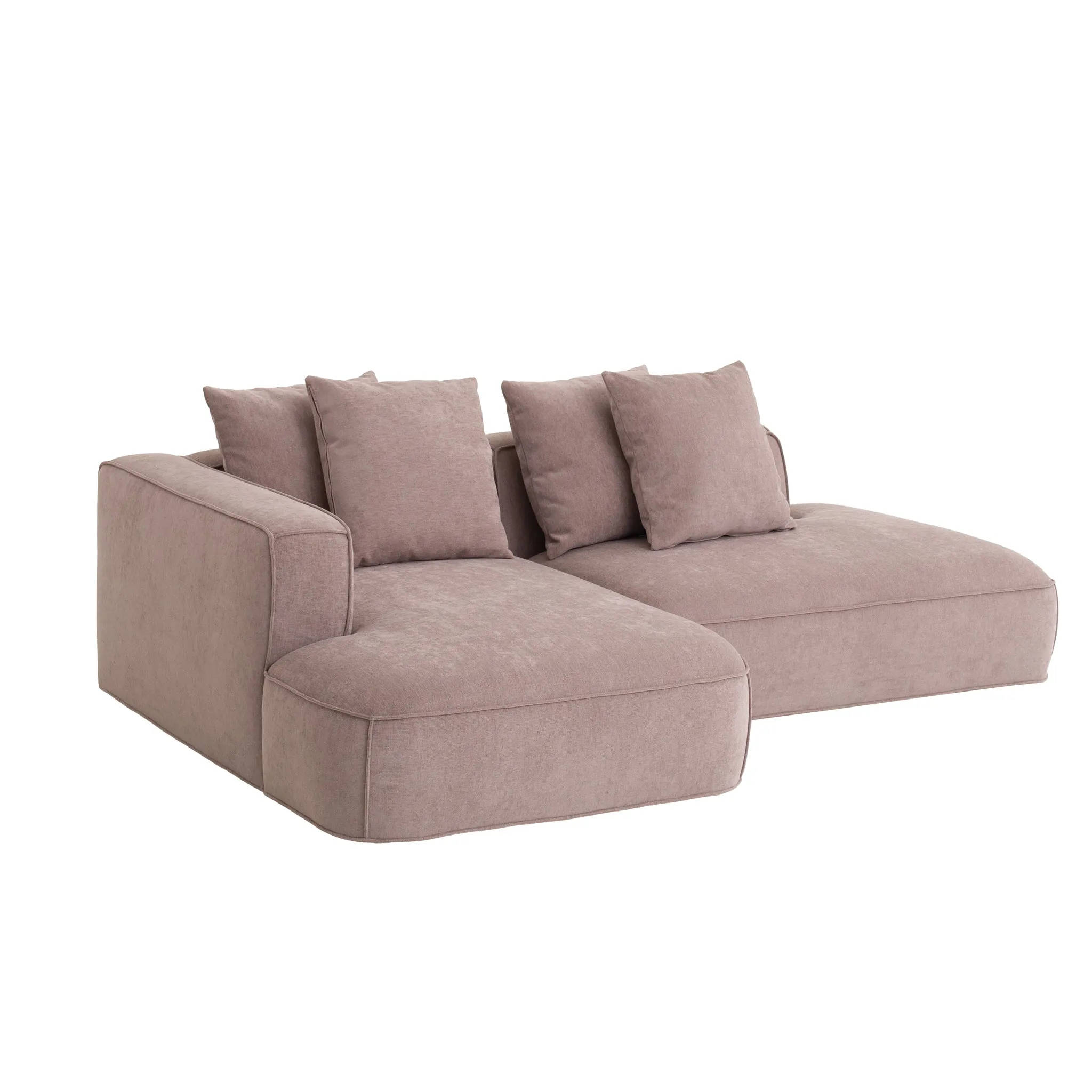 Klara 2 Seater Left Chaise Fabric Sofa - Latte