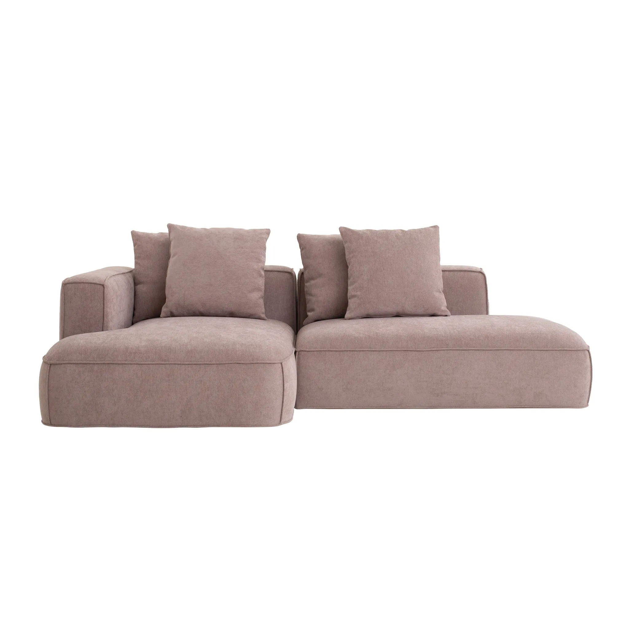 Klara 2 Seater Left Chaise Fabric Sofa - Latte