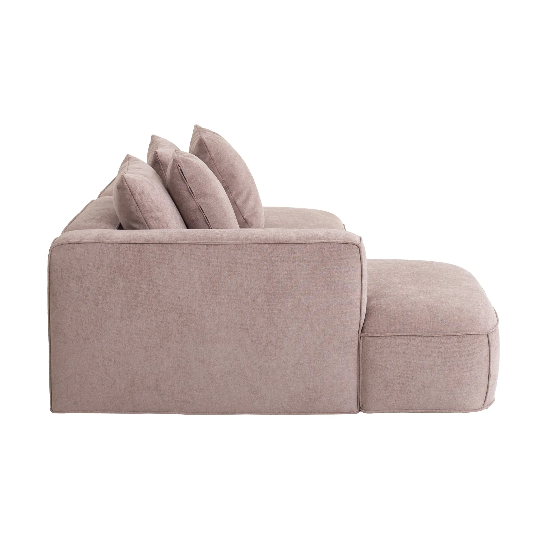 Klara 2 Seater Left Chaise Fabric Sofa - Latte