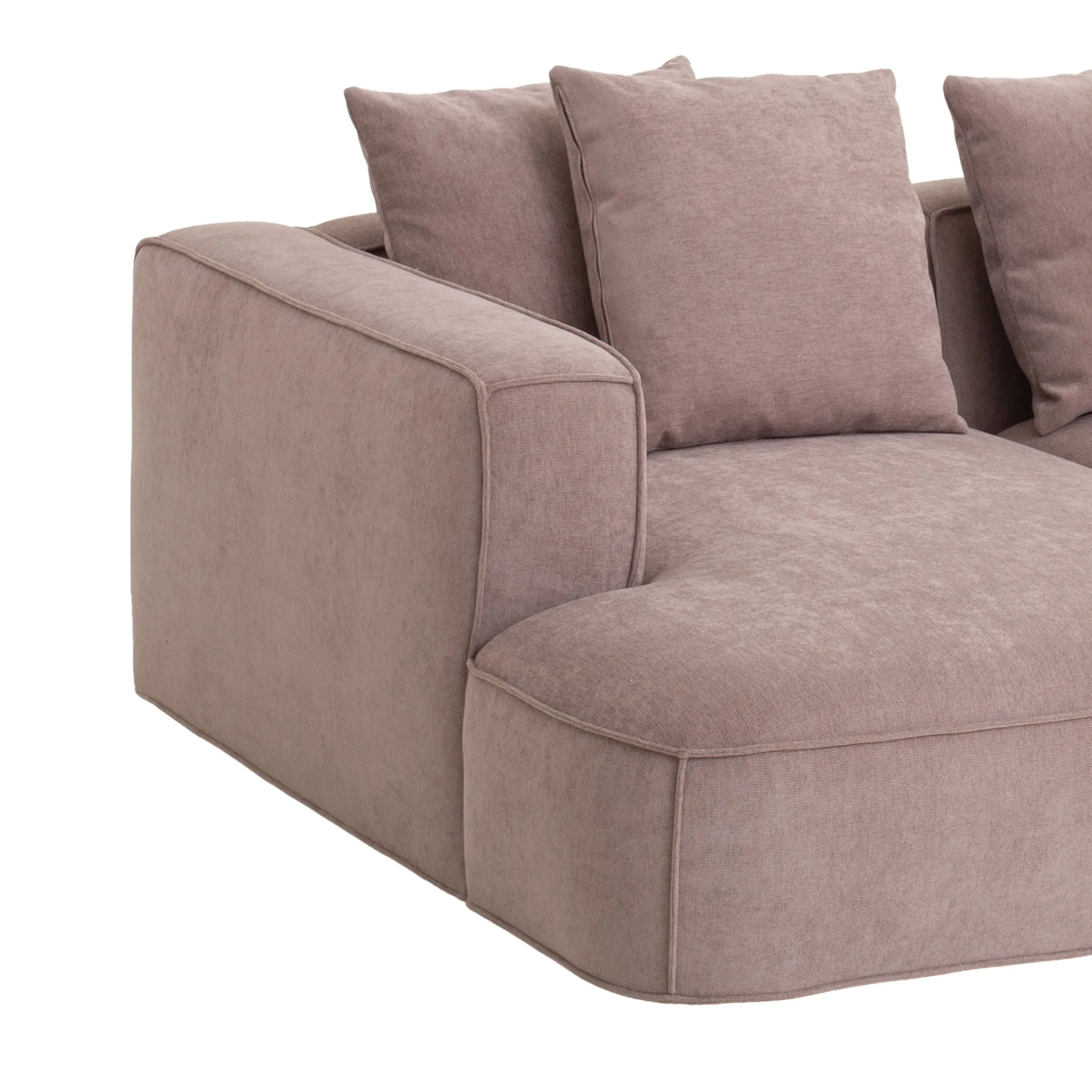 Klara 2 Seater Left Chaise Fabric Sofa - Latte