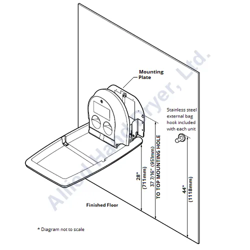 Koala Kare® KB301-01SS - Surface Vertical Grey Baby Changing Station with Stainless Steel Veneer (Newest Generation)