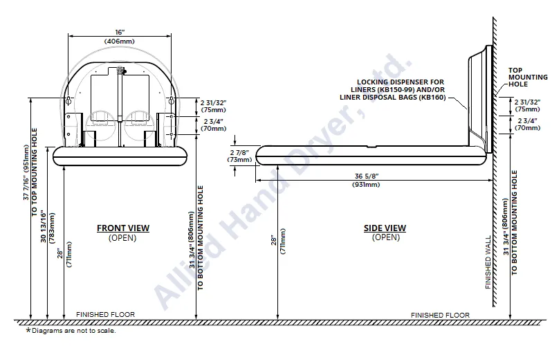 Koala Kare® KB301-01SS - Surface Vertical Grey Baby Changing Station with Stainless Steel Veneer (Newest Generation)