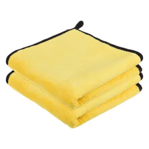 Kuber Industries Cleaning Towel|Microfiber Reusable Cloths|Highly Absorbent Washable Towel for Kitchen with Hanging Loop|Car|Window|40x40 Cm|Pack of 2 (Yellow)