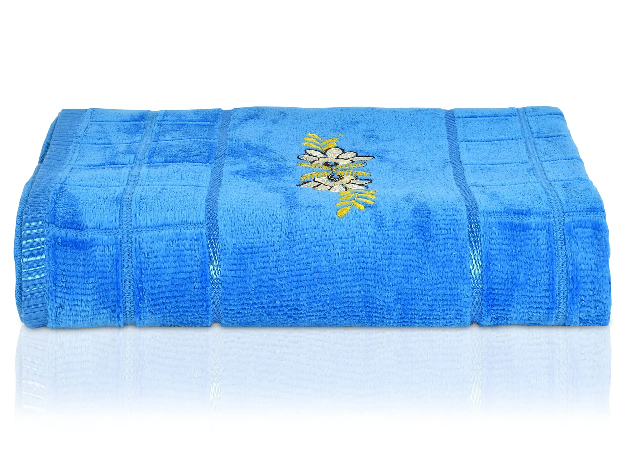 Kuber Industries Cotton Bath Towel Super Soft, Fluffy, and Absorbent, Perfect for Daily Use Soft Cotton Towels with Check Border, 30"x60" (Blue)-HS_38_KUBMART21386