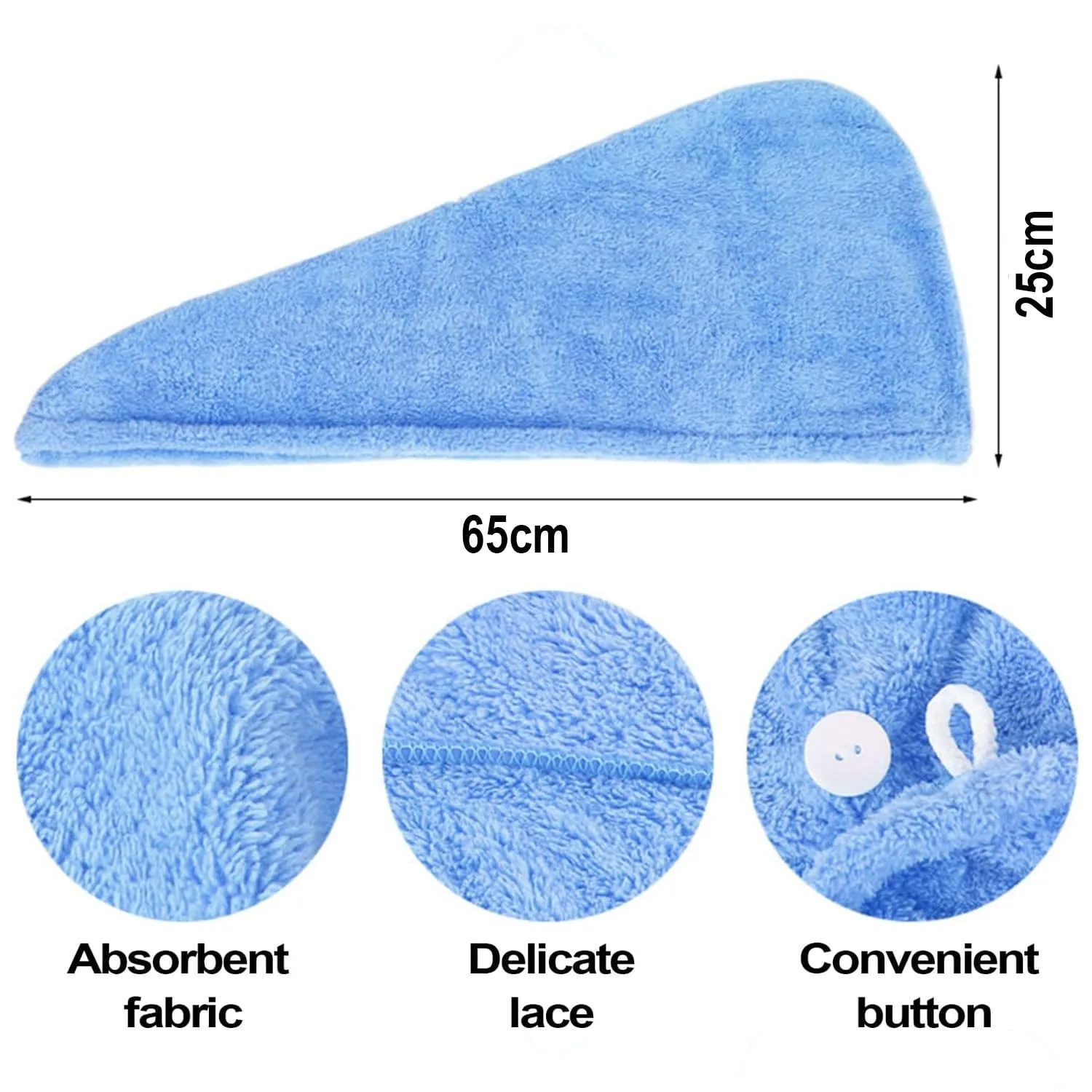 Kuber Industries Hair Wrapper | Hair-Drying Bathrobe Towel | Microfiber Towel | Quick Absorbent Hair Dry Towel | Hair Towel Wrap Cap | Salon Towel | Sky Blue