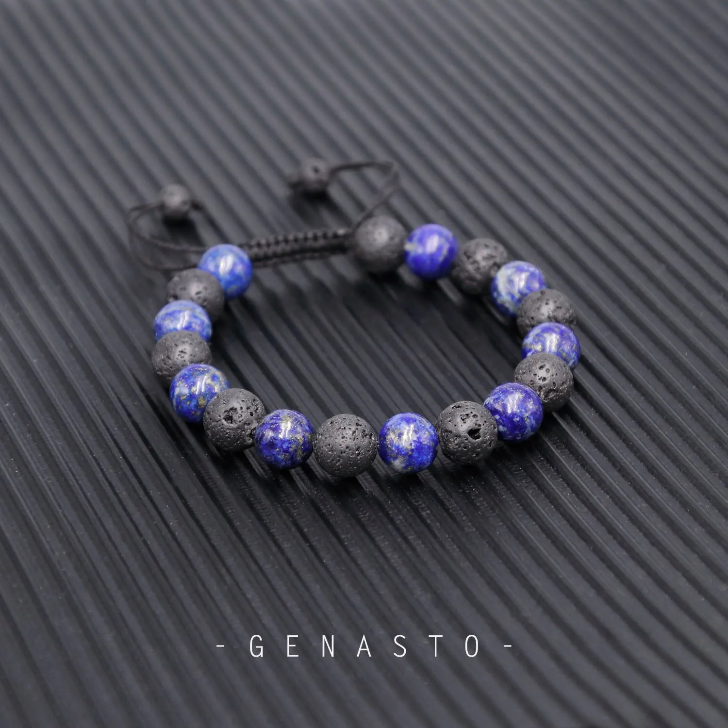 Lapis Lazuli & Lava Rock, Single-layer Bracelet, 10mm