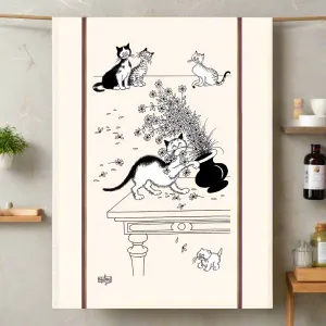 Les Marguerites (Daises) Dubout Cats Tea Towel