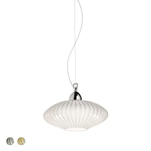 Lorella 12 in. Pendant Light Chrome finish White Shade