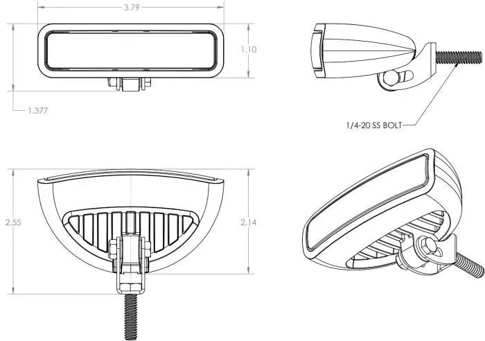 Lumitec Caprera3 Flood Light White LED's Dimmable Bracket Mount White 12/24v