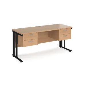 Maestro 25 cable managed leg straight desk 600 deep with two x 2 drawer pedestals