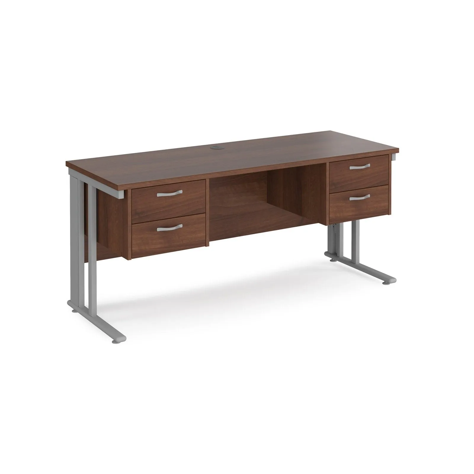 Maestro 25 cable managed leg straight desk 600 deep with two x 2 drawer pedestals