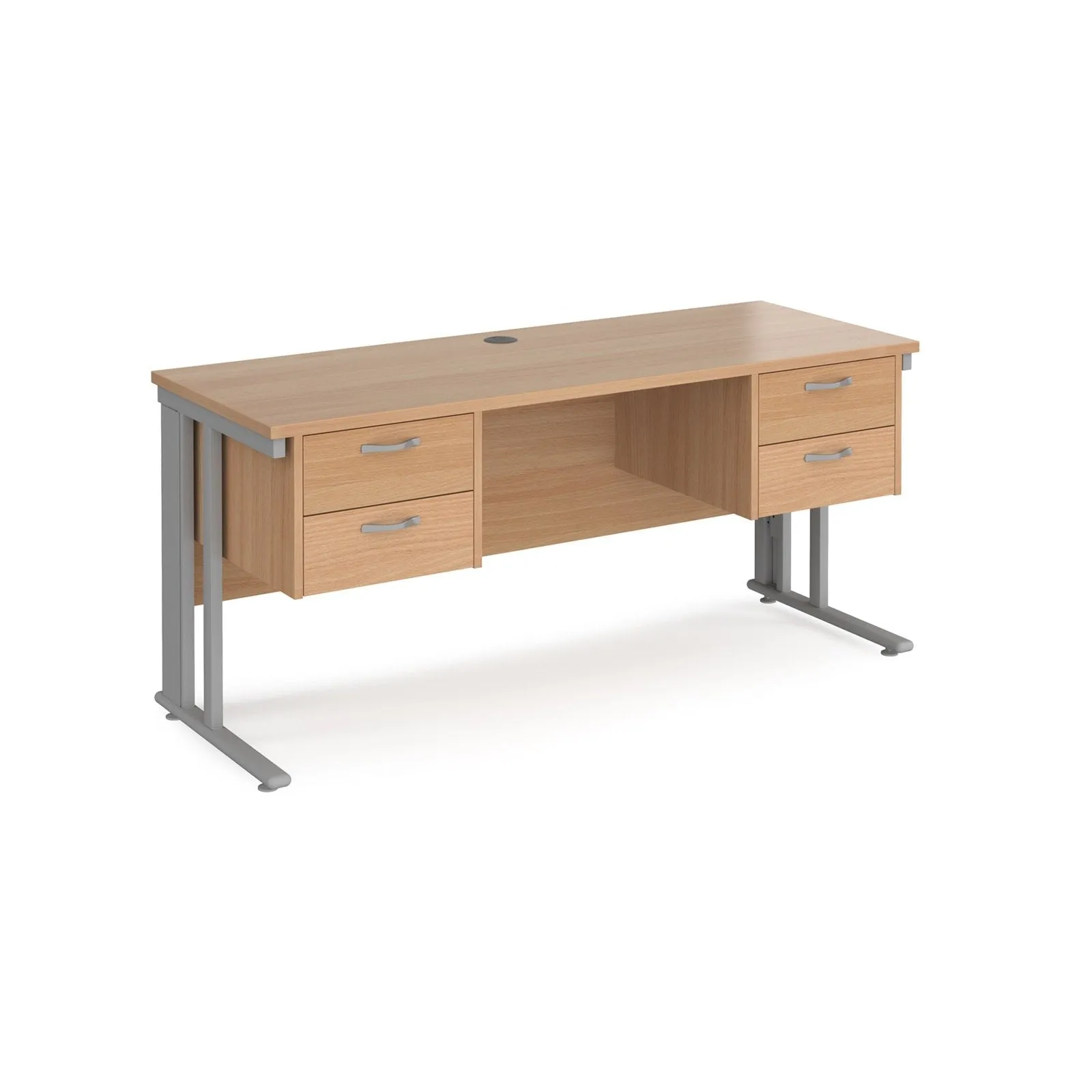 Maestro 25 cable managed leg straight desk 600 deep with two x 2 drawer pedestals