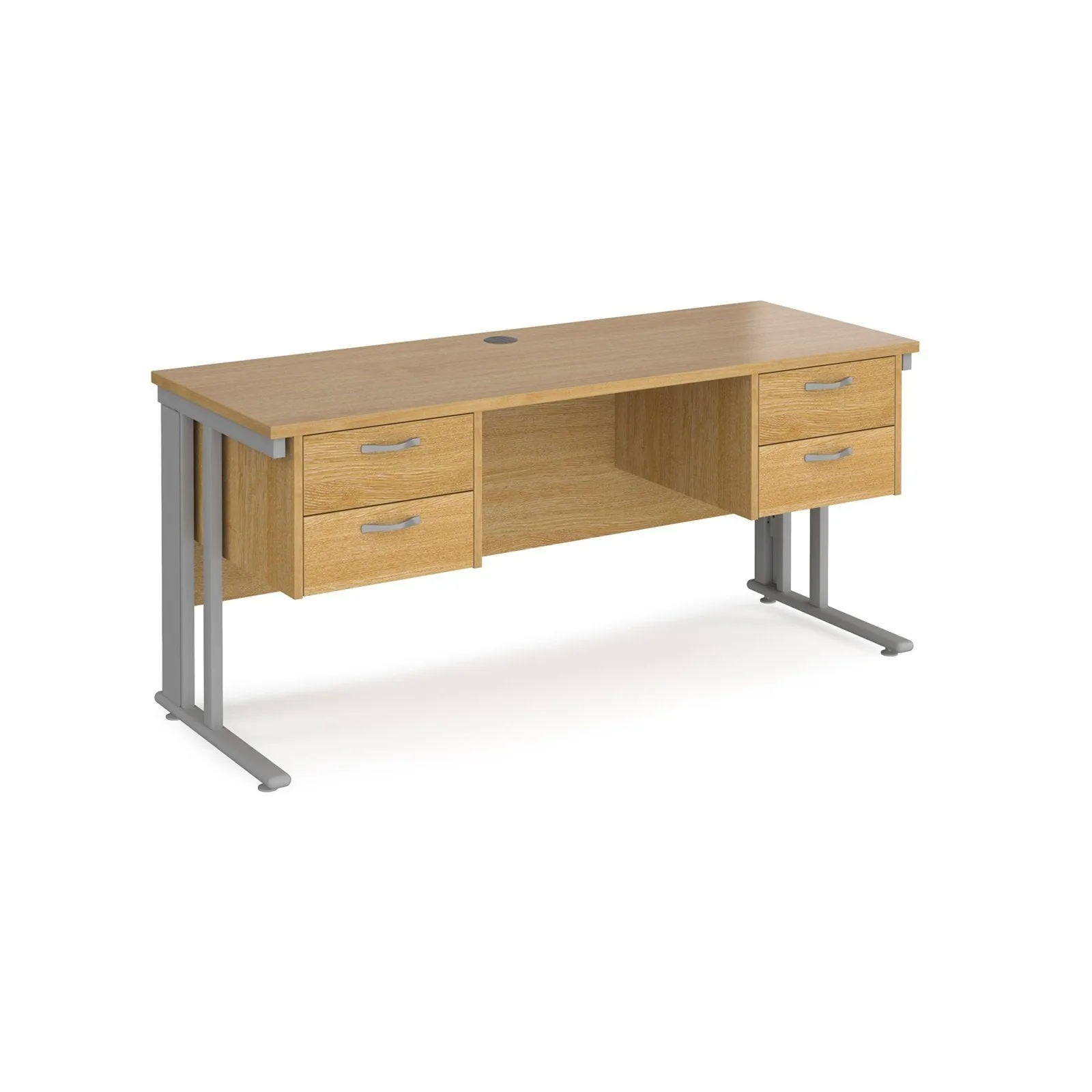 Maestro 25 cable managed leg straight desk 600 deep with two x 2 drawer pedestals