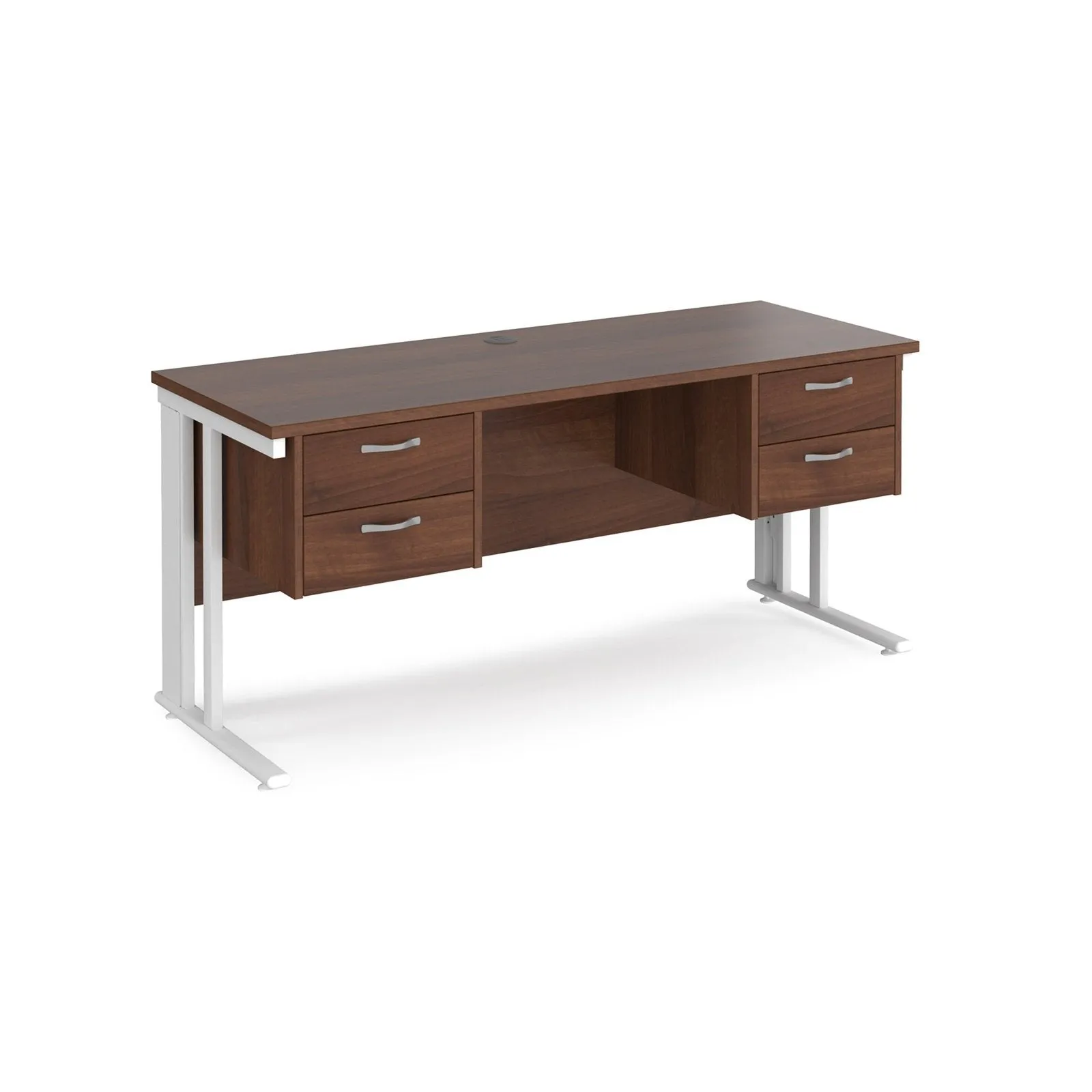 Maestro 25 cable managed leg straight desk 600 deep with two x 2 drawer pedestals