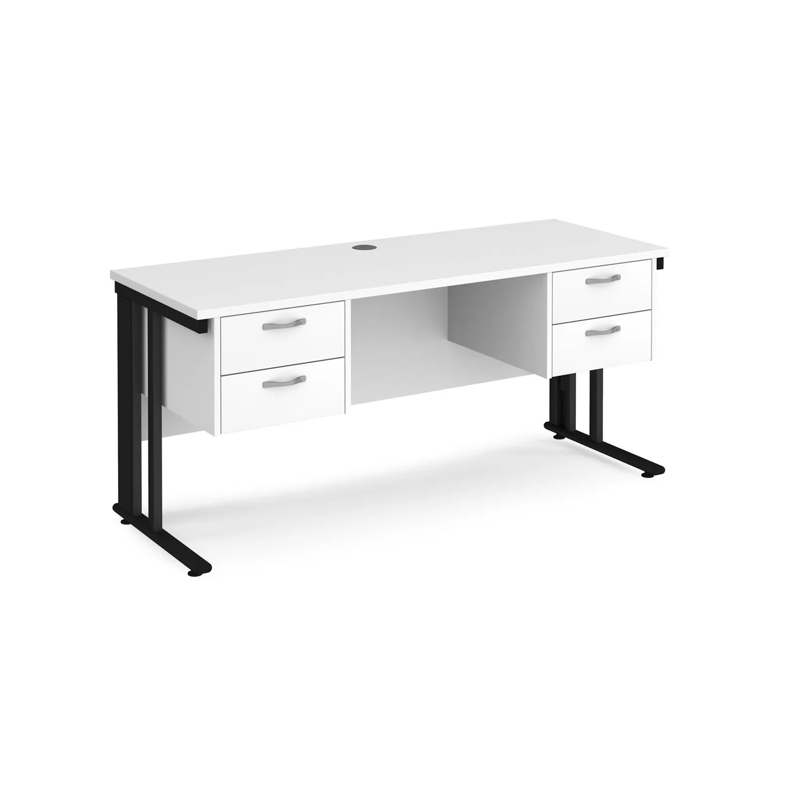 Maestro 25 cable managed leg straight desk 600 deep with two x 2 drawer pedestals