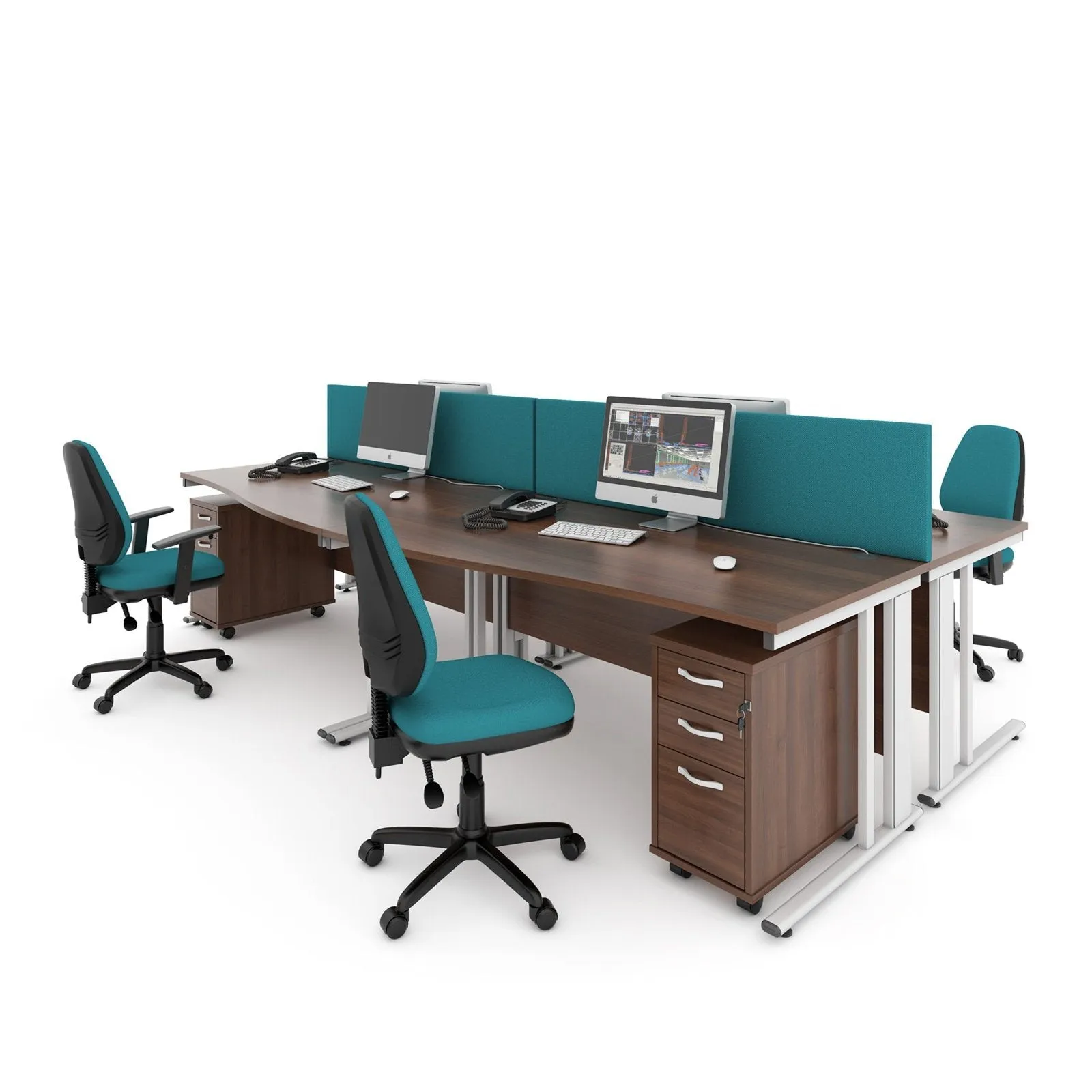 Maestro 25 cable managed leg straight desk 600 deep with two x 2 drawer pedestals