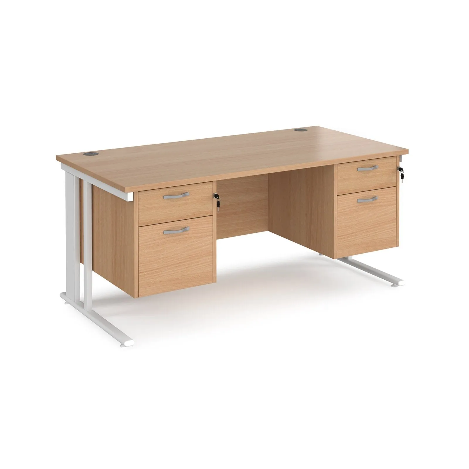 Maestro 25 cable managed leg straight desk 800 deep with two x 2 drawer pedestals